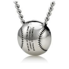 Bola de beisebol cruzada religiosa Cristã colar joias de aço inoxidável PHIL 4:13 capítulo escrituras joias esportivas colares